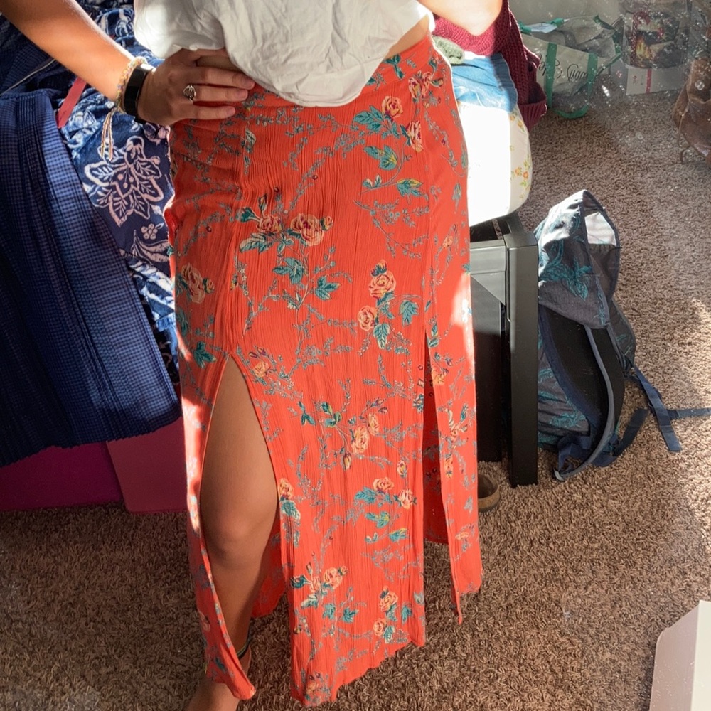 Billabong floral rayon maxi skirt